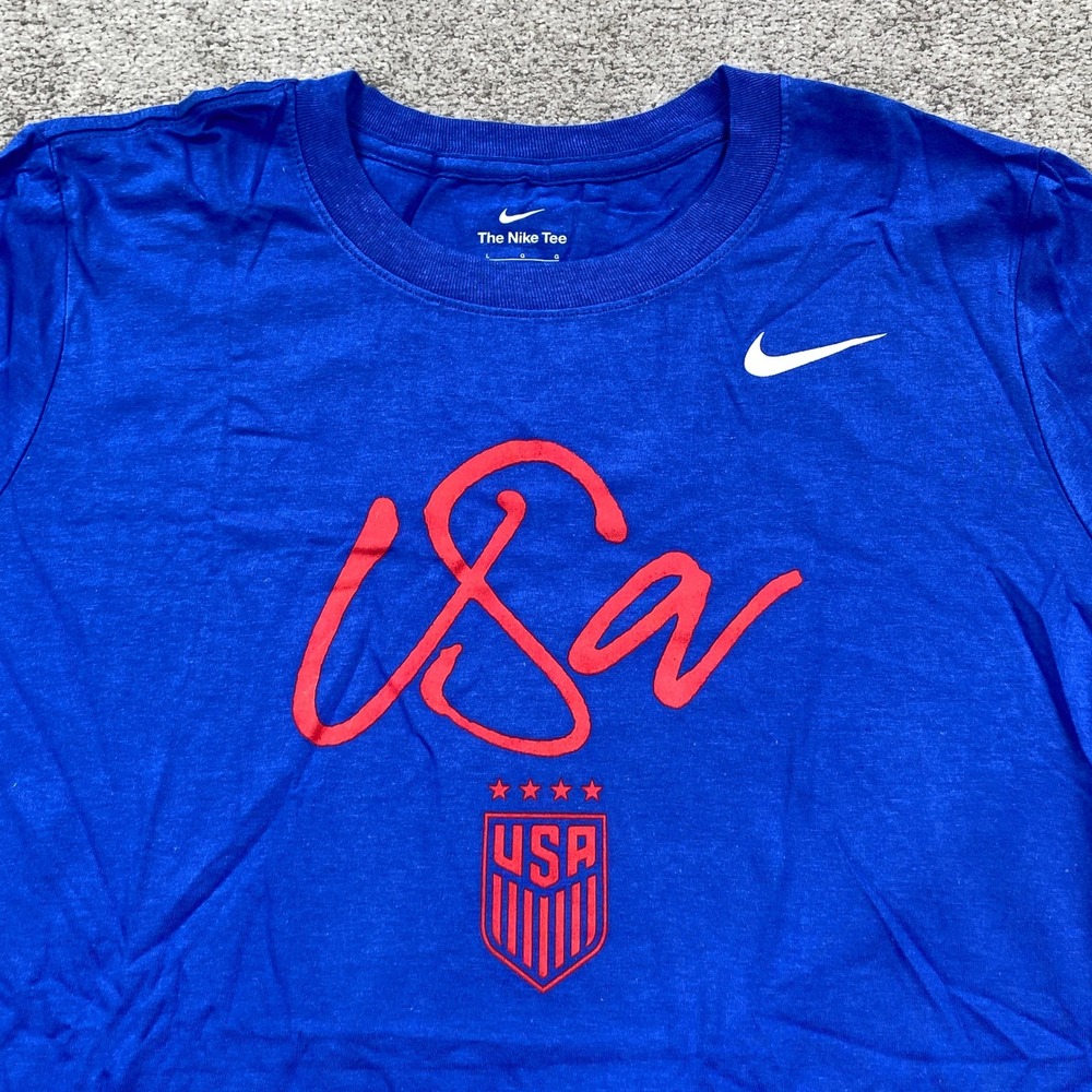 Nike USA Soccer T Shirt Women's Large Blue Red Large The Nike Tee Core SS - Picture 3 of 9
